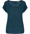 SP321 Spasso Ladies V Neck Linen T-Shirt peacock blue colour image